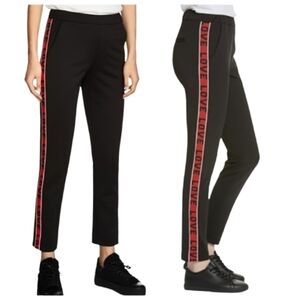 MAJE Poly Striped LOVE Graphic Track Pants